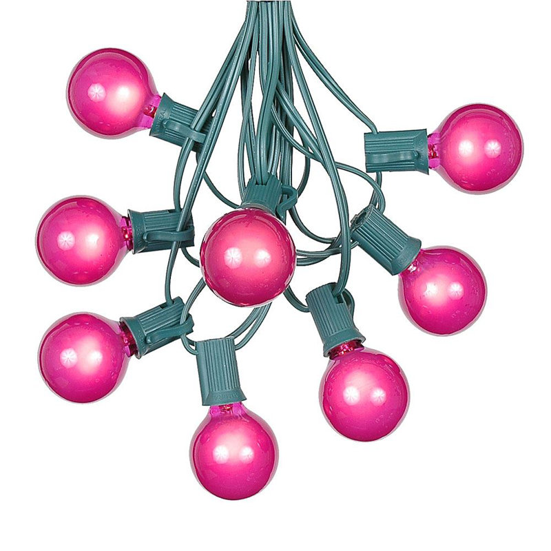 25-Foot Red Globe Outdoor Patio String Lights with Green Wire
