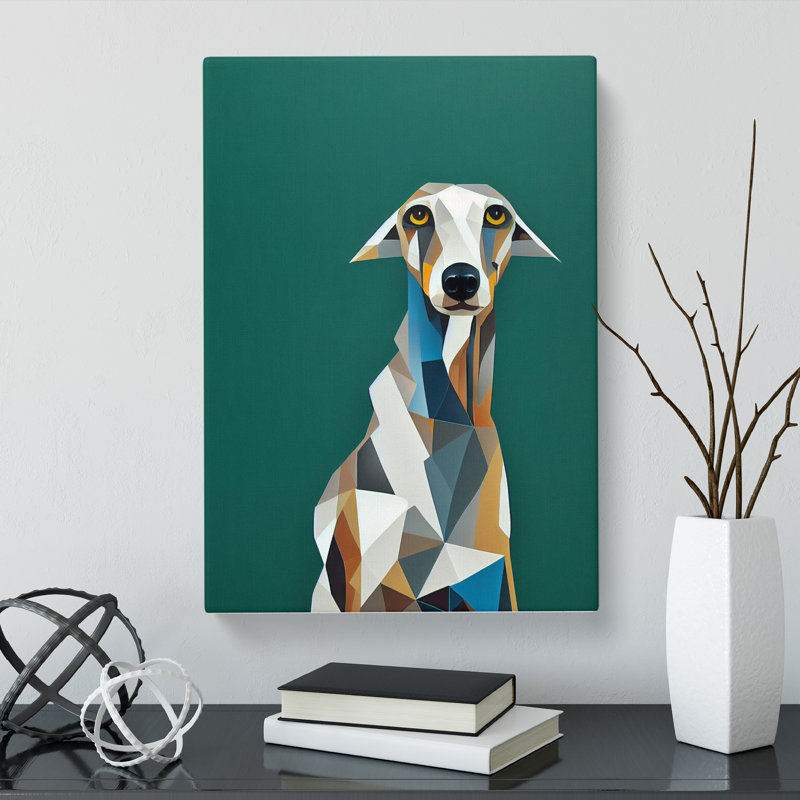 Greyhound Geometric - Wrapped Canvas, 60cm H x 40cm W x 3cm D