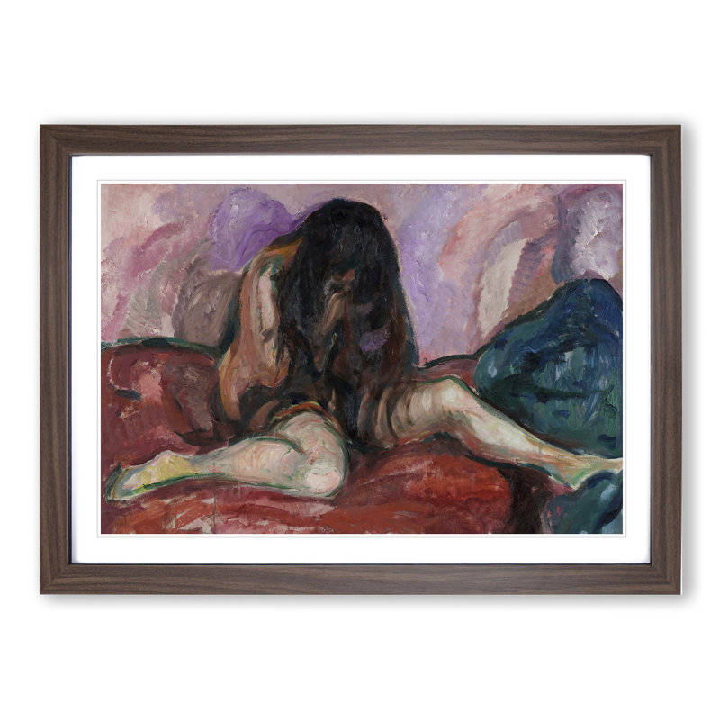 Weeping Nude by Edvard Munch - Picture Frame Painting, Walnut, 36cm H x 48cm W x 2cm D