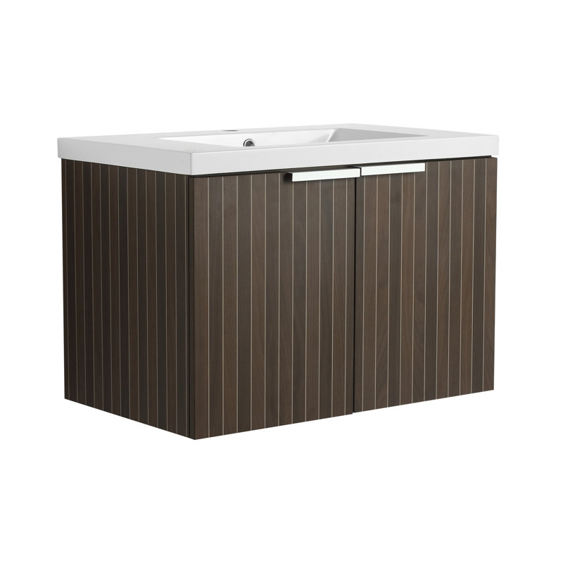 Meuble-lavabo 72 po avec portes à fermeture douce en rayure brun argenté, armoire très large en contreplaqué moderne avec lavabo