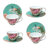 Grace Tea Ware Peacock Lotus Garden Teacups & Saucers, Set of 4