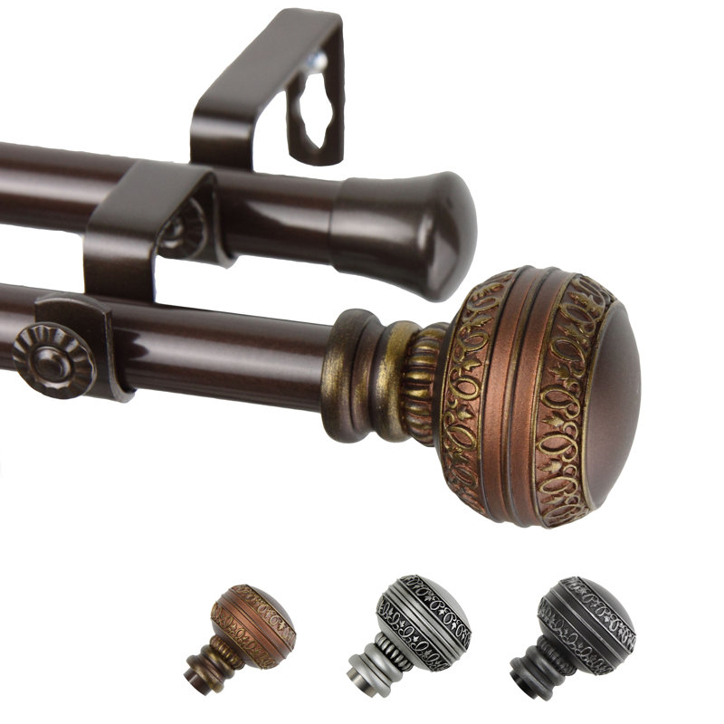 Tringle à rideaux double Zeller, 28 po à 48 po de largeur, Cacao