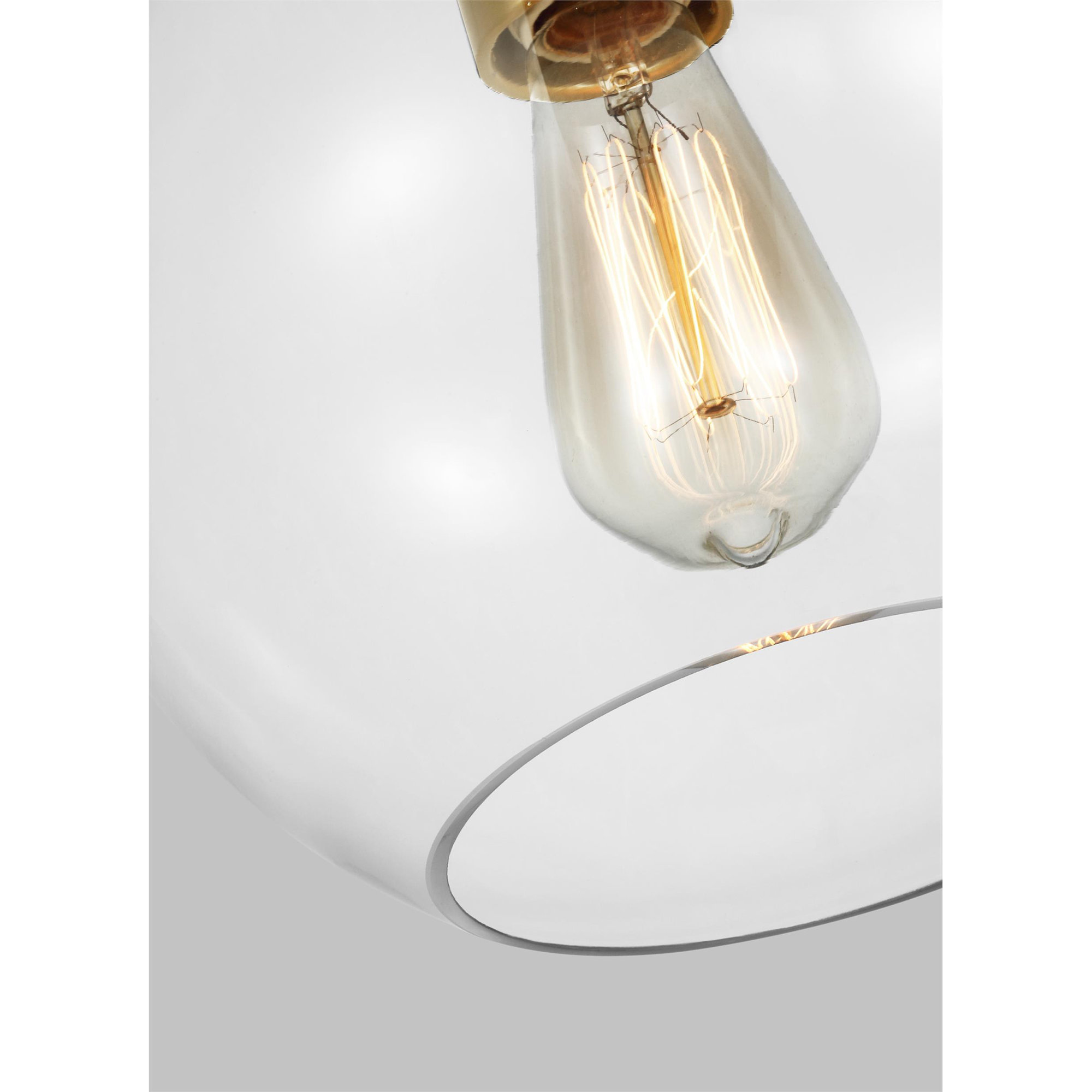 Single Light Glass Dimmable Pendant, Burnished Brass