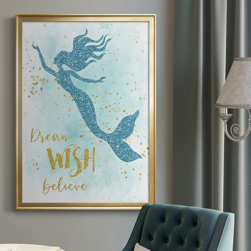«Dream Wish Believe», art textuel sur toile, H 26,5 po x l 36,5 po x P 1,5 po, Or
