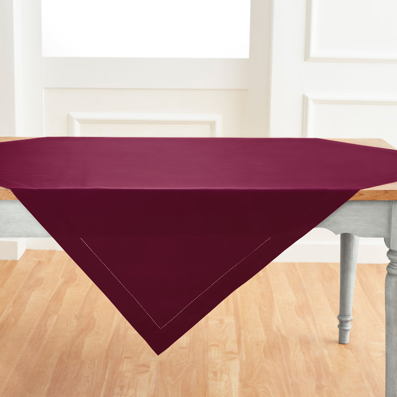 Cotton Linen Hemstitch - 100% Pure Table Throw, Merlot