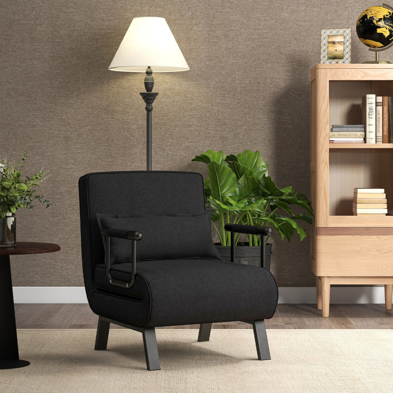 Daveah Single 25.5'' Upholstered Futon Chair, Black
