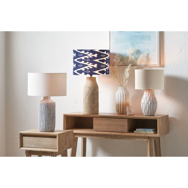 Lino Self Lined Linen Drum Shade, Cream, 20cm H x 30cm W x 30cm D