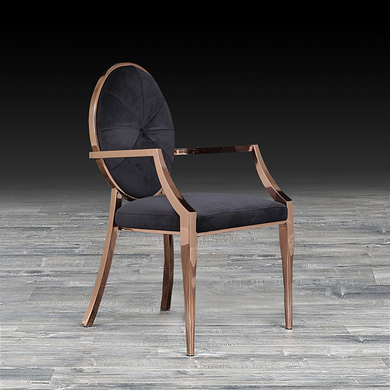 Teagan 18.5'' H Tufted Velvet Upholstered Armchair, Black, Gold