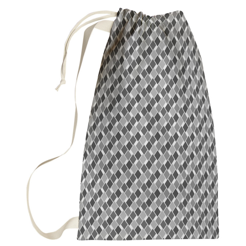 Sac à linge rétro diamants, Grand (H 76,5 po x l 29,5 po x P 1,5 po), Noir