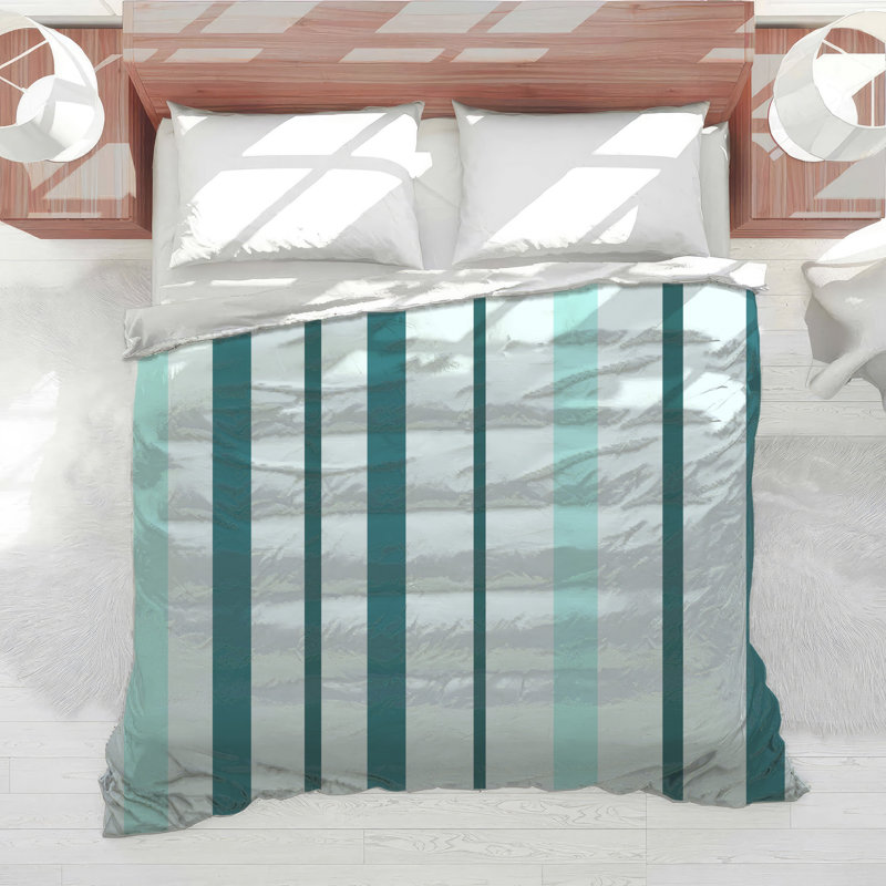 Blue Green Vertical Stripes Comforter, Twin Extra Long