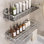Serviteur de douche en aluminium, tablettes de douche adhésives, ensemble de 2 avec crochets et tringle pour serviettes, organisateur mural antirouille à fixation murale sans perceuse