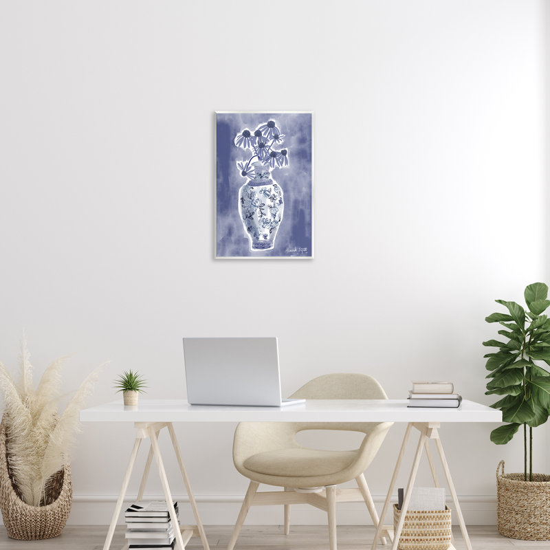 Plaque murale «Chinoiserie with Black Eyed Susans» par Hannah Byatt, H 19 po x l 13 po