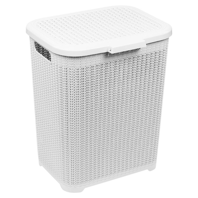 Plastic Laundry Basket, White