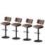 Tabourets de bar pivotants en similicuir de 49 cm de large, hauteur réglable, avec repose-pieds, coussin épais et dossier incurvé (paquet de 4).-113216108
