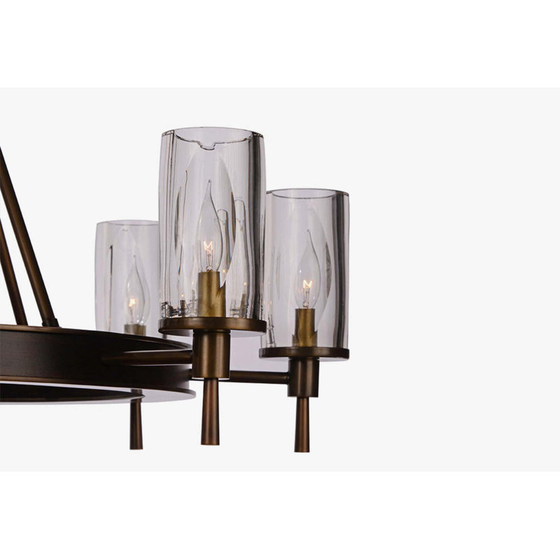 8 - Light Chandelier, Natural Bronze/Dark Mahogany, Clear, 24" H x 40" W x 40" D