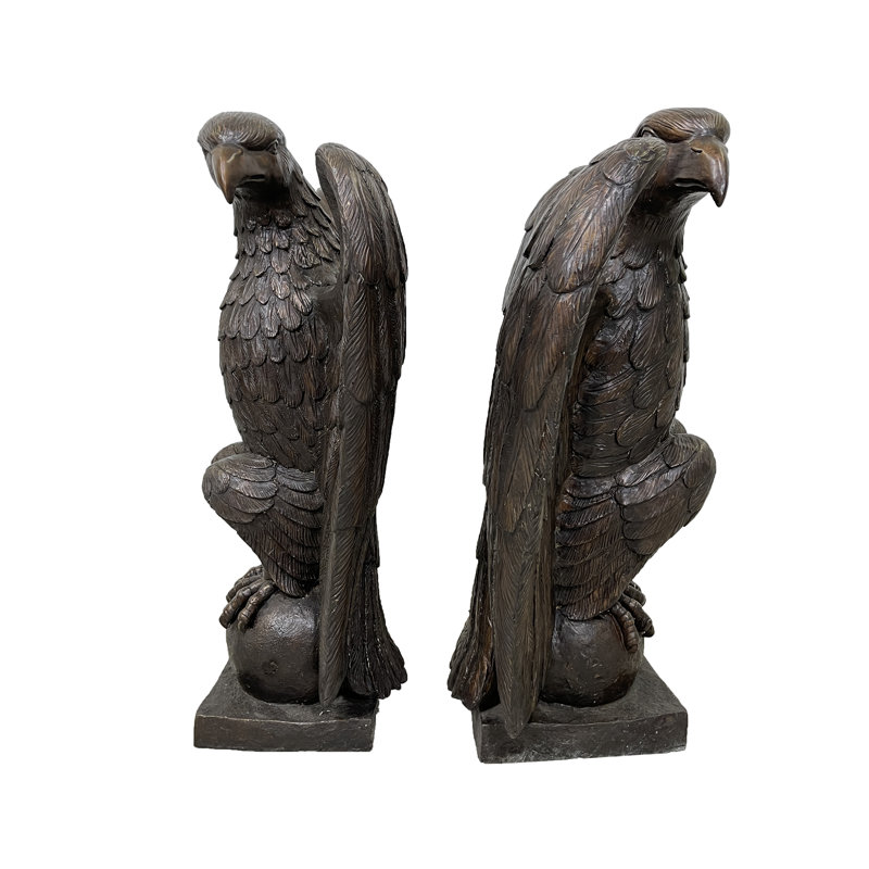 Bronze Eagle on Ball Sculpture Set