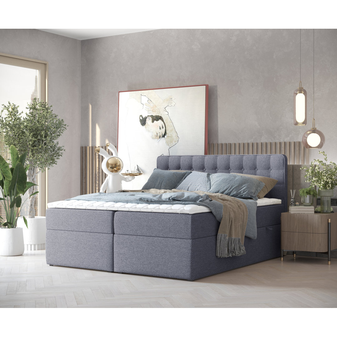 Boxspringbett Liem mit Topper und Bettkasten