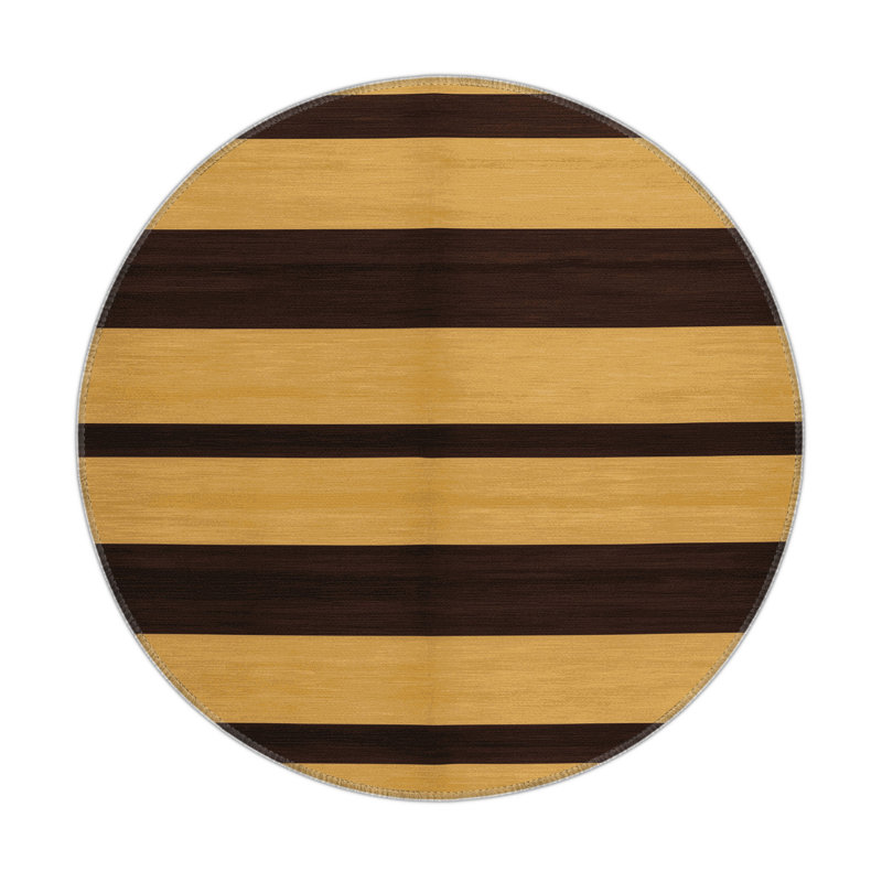 Tapis intérieur / extérieur jaune HorizontalStripes, Rond 5 pi