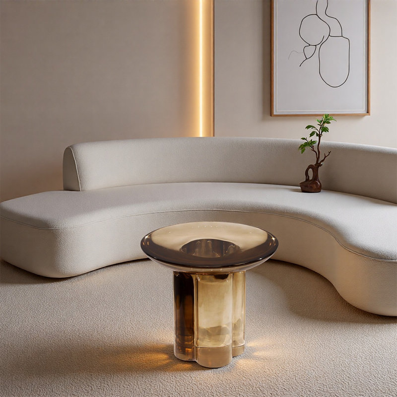 High-end transparent resin round coffee table