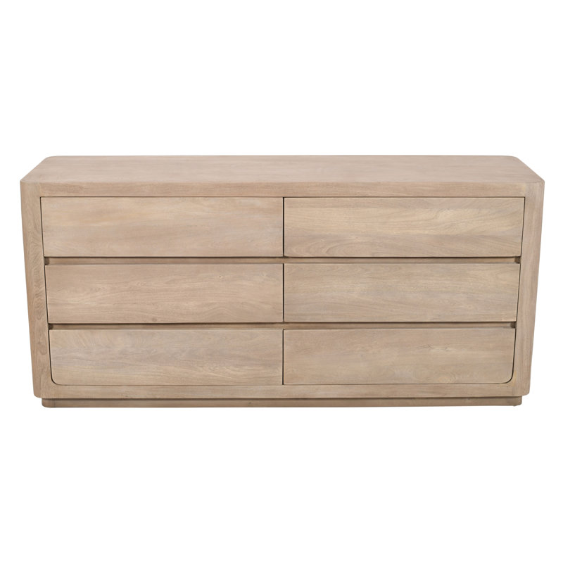 Commode 6 tiroirs Argyle au fini bois de frêne récupéré clair ivoire