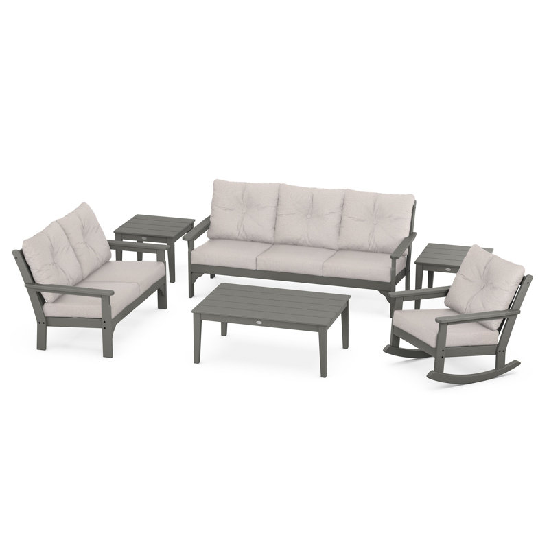 Vineyard 6-Piece Deep Seating Set, Slate Grey, Dune Burlap