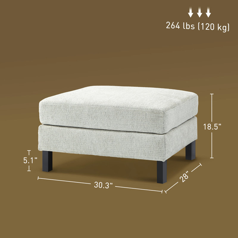 Salon avec pieds en bois et ressorts ensachés, modulaire blanc crème pour chambre à coucher sereine, support à pieds résilient
