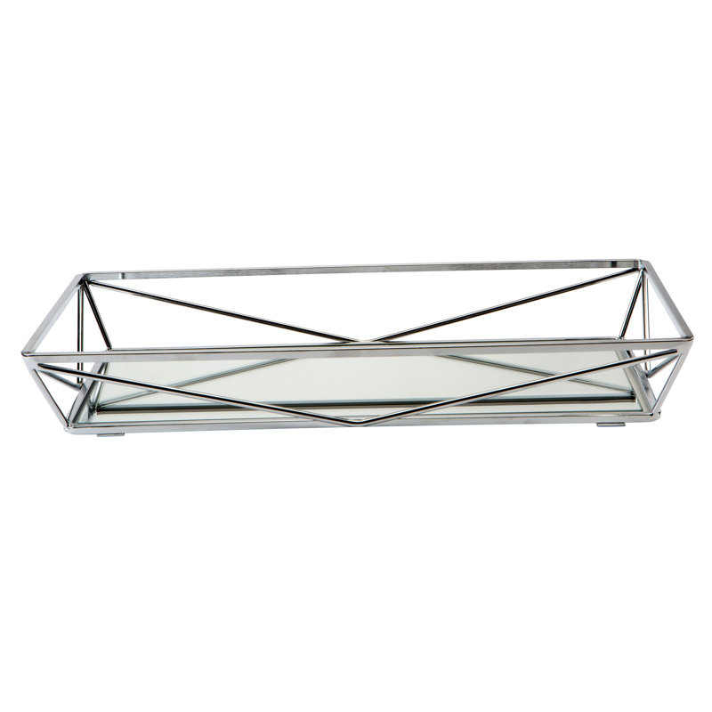 Edens Metal Tray, 2.09" H x 14.02" W x 7.01" D, Chrome
