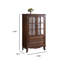 Buffet à vin vintage à double porte en bois massif, frêne blanc, vitrine et rangement en verre trempé-1900249500