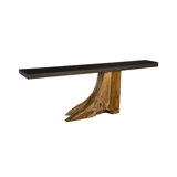 Teak Wood Console Table, Iron Sheet Top