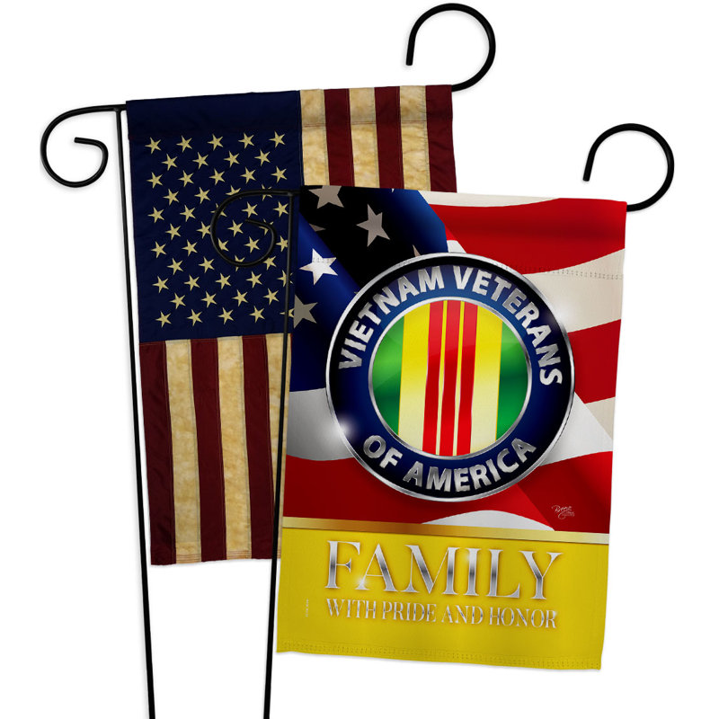 Drapeau de jardin en polyester à double face 18 po x 13 po US Vietnam