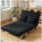 39 Inch Convertible Chair Bed, Three-Fold Sofa Bed, Adjustable Back and Pillow, Leisure Rocking Chair Sofa, Sturdy Steel Frame, Suitable for Home and Office, Comfortable Sleep Chair, Black-1038354550-1038354544
