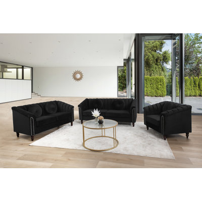 Zetzaf 3 Piece Velvet Living Room Set