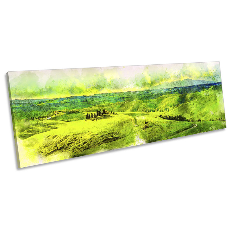 Rural Landscape Countryside Panoramic - Wrapped Canvas Painting, 30.48cm H x 91.44cm W x 2cm D