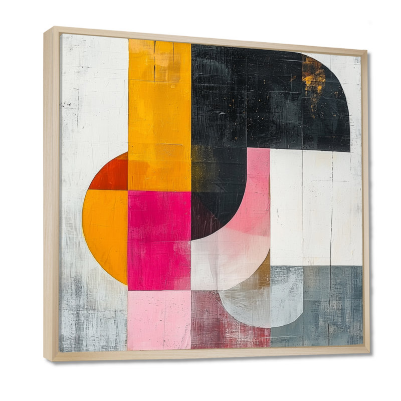 Oerts géométrique or rose et gris forme pure I - abstrait grand art mural géométrique, H 16 po x l 16 po, Crème, crème
