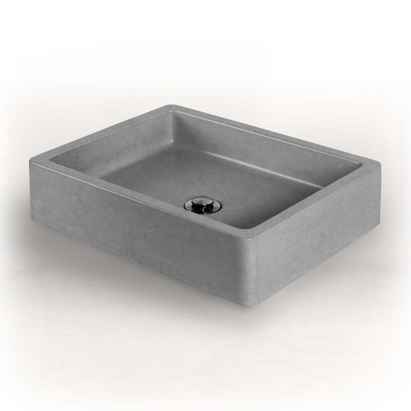 Newterra Handmade Rectangular Vessel Bathroom Sink, Slate