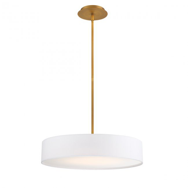20" Manhattan Dimmable LED Pendant, Aged Brass, 3.75" H x 20" W x 20" D, Aged Brass