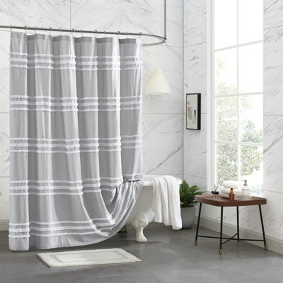 Chenille Stripe Cotton Single Shower Curtain