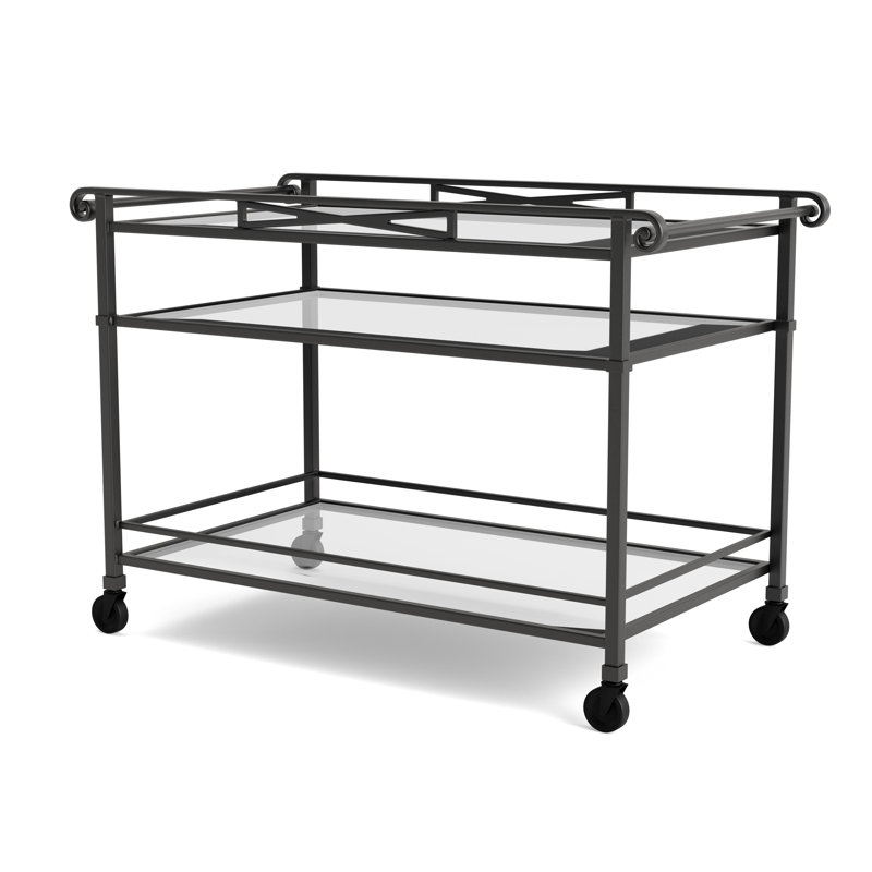 Venetian Bar Cart, Textured Pewter