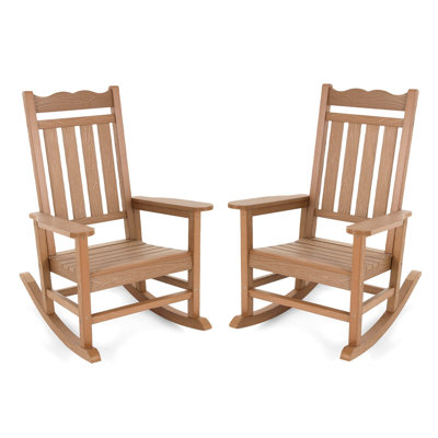 Sebasco Outdoor Patio Rocking Chair, All-Weather HIPS Oversized Porch Rocker
