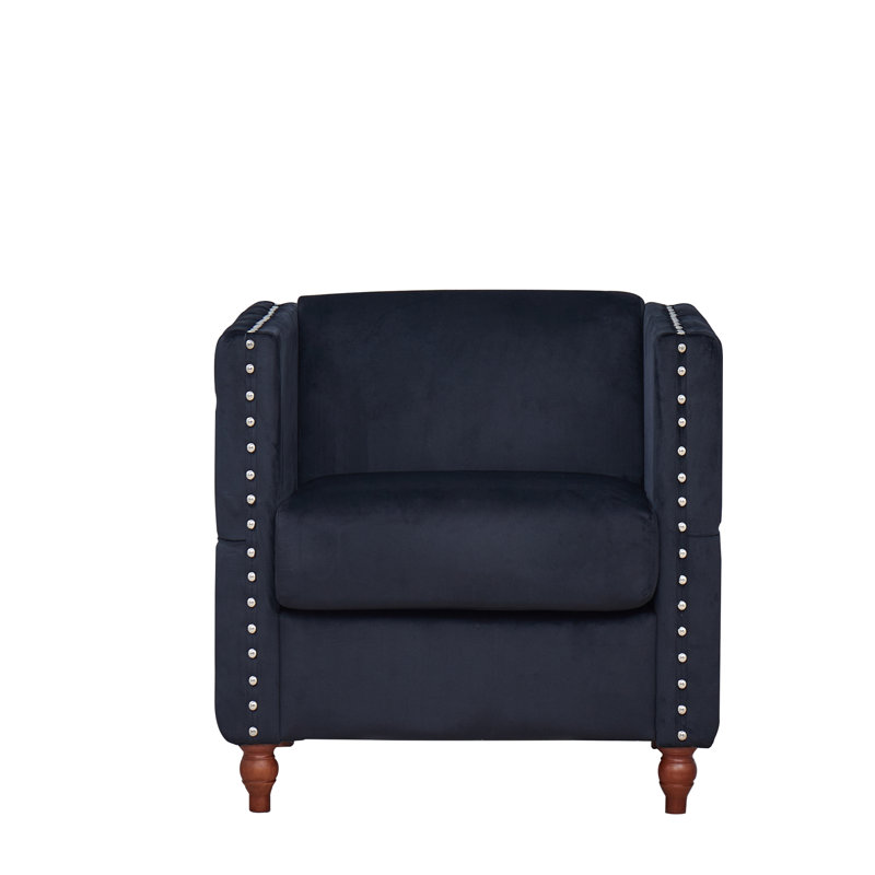 Chaise avec accoudoirs en velours 28,3 po, Velours noir