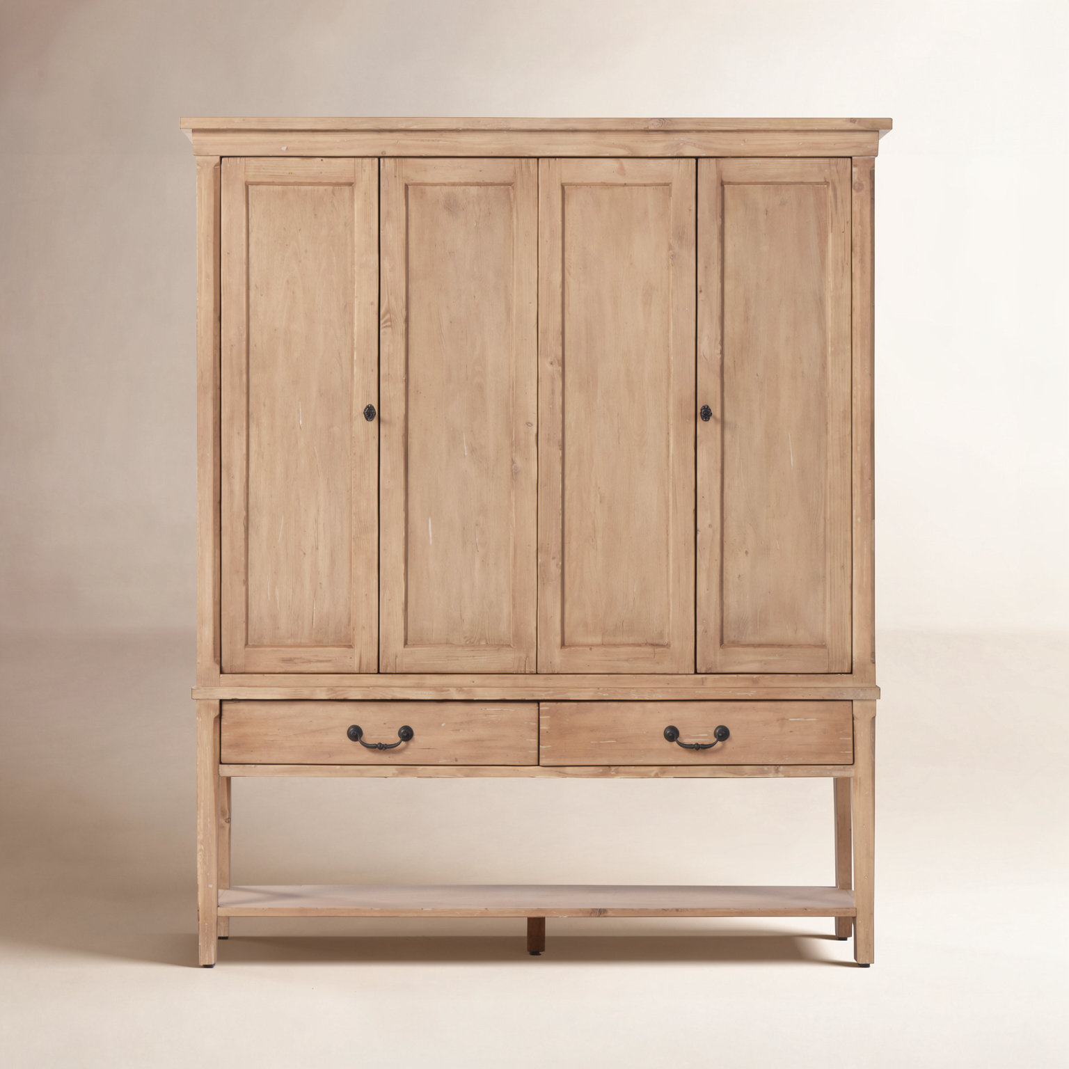 Solid Wood Armoire, Aged Light Pine