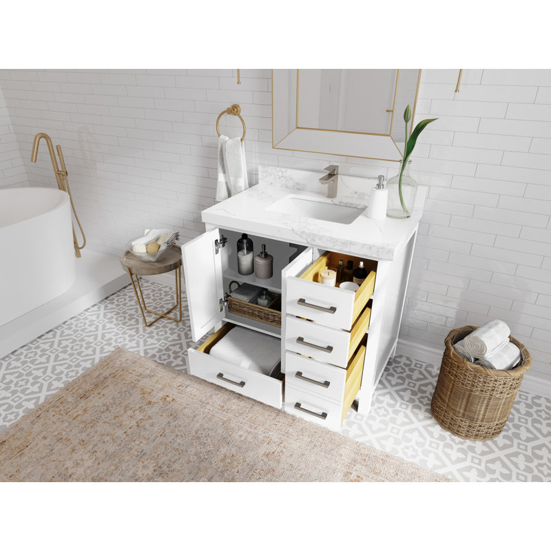Ensemble de meuble-lavabo simple 36 po Malibu, Blanc