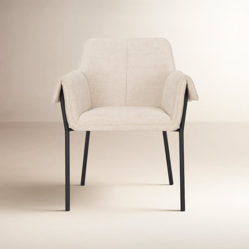 Gloriette 19.62'' H Upholstered Metal Armchair, Polyester/Polyester Blend Oatmeal