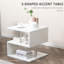 Table de bout moderne de 20 po, table d'appoint décorative, table basse en forme de S avec tablette de rangement et poteaux en acier, blanc