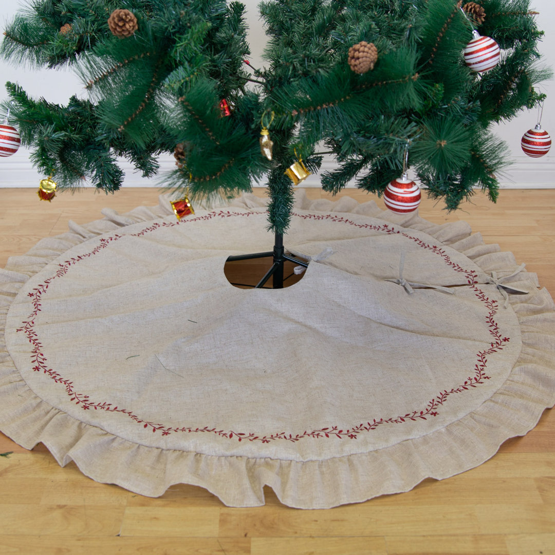Solid Color Linen Tree Skirt Homey Cozy 