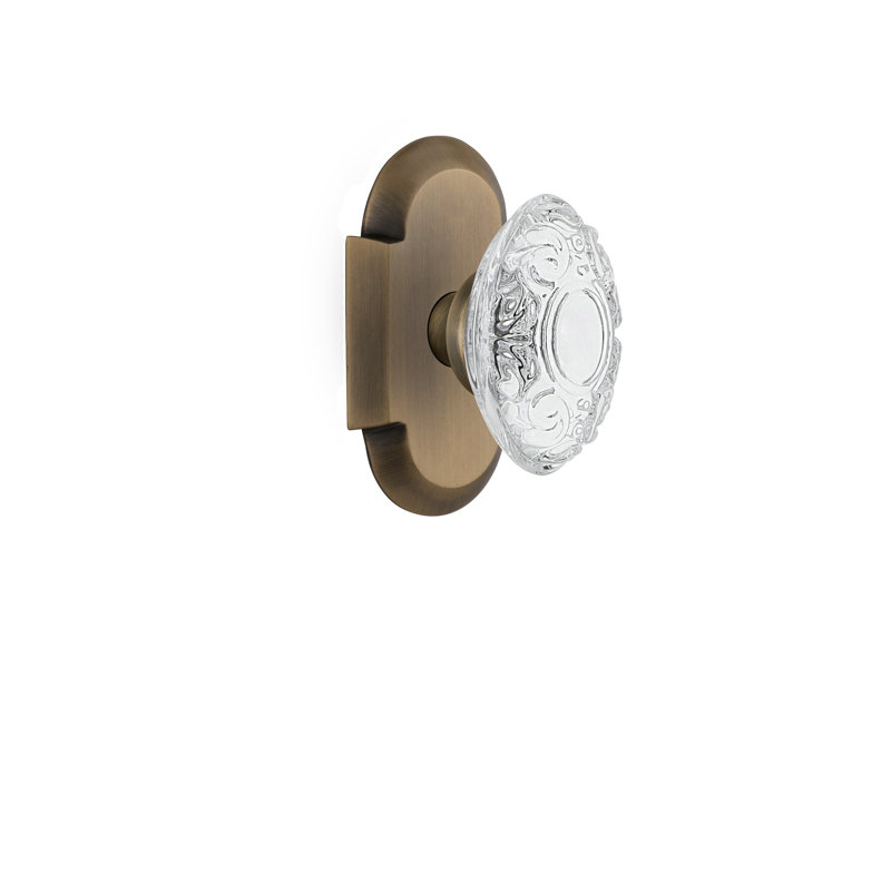 Cottage Plate with Crystal Victorian Knob, Antique Brass