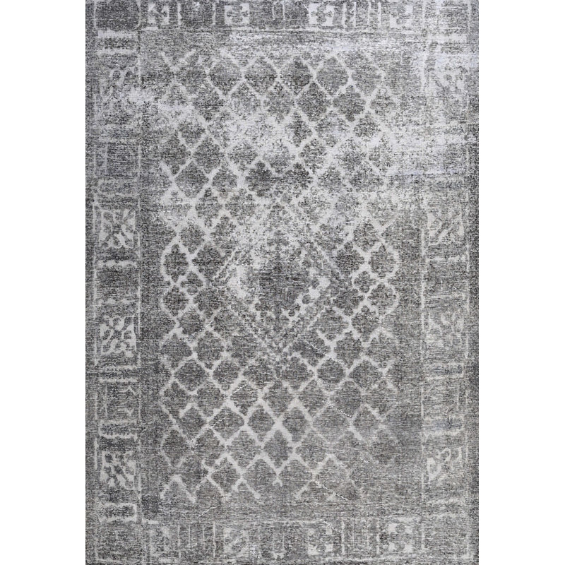 Tapis décoratif gris en laine oriental kachazor, Rond 8 pi