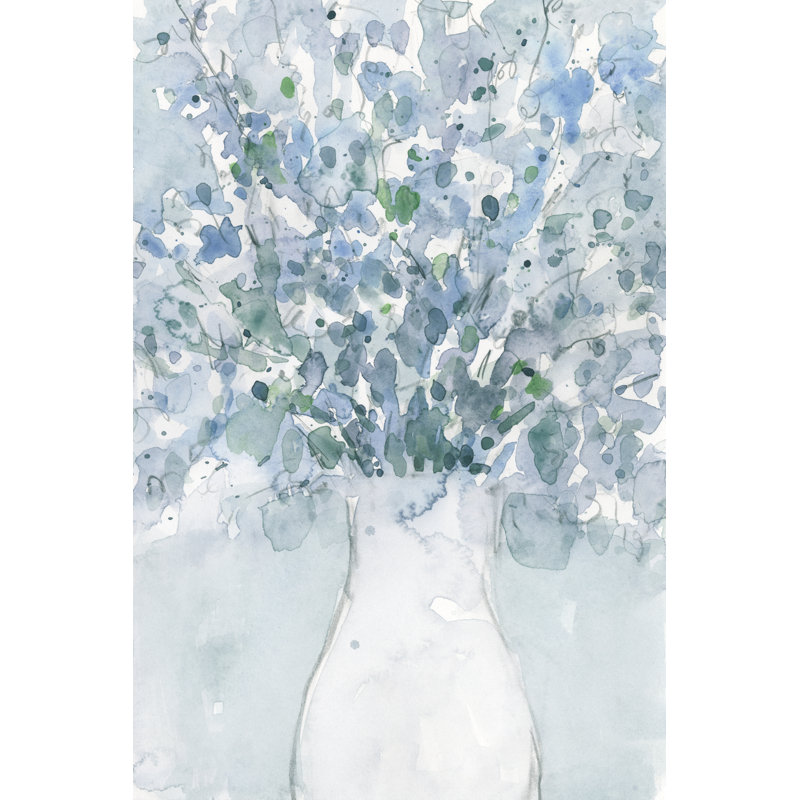 Powder Blue Arrangement in Vase II by Samuel Dixon - Painting, 46cm H x 30cm W, Wrapped Canvas
