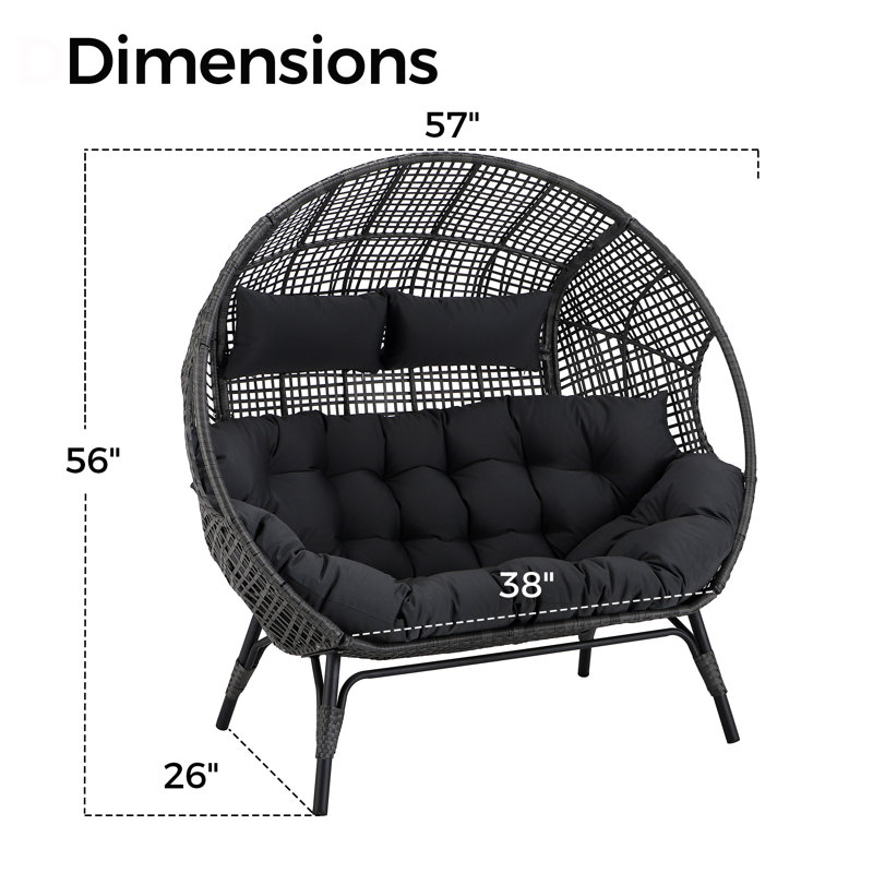 Fauteuil en osier 2 pièces Damarie, Gris