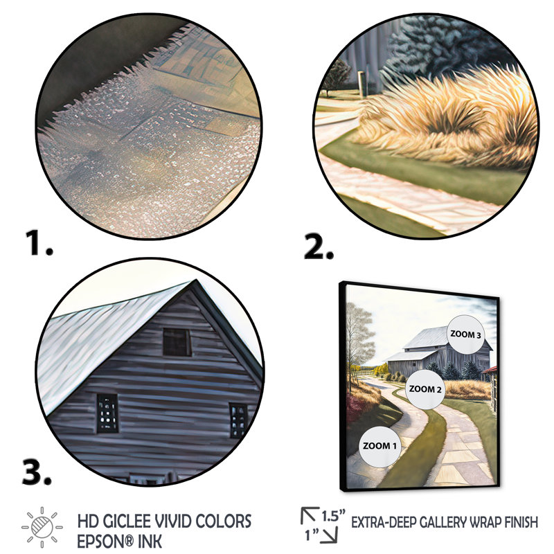 Archak charmant chalet dans le pays II - ferme / campagne toile Art mural, H 20 po x l 12 po x P 1 po, Cadre flottant noir